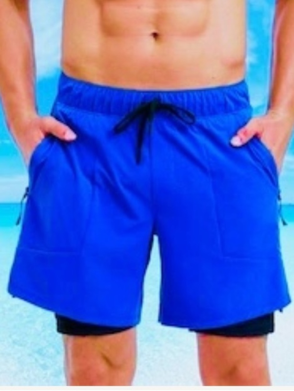 ECUPPER Men's Cobalt Blue 2-in-1 Swim Hybrids with Compression Liner